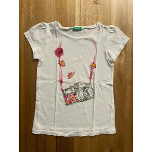 United Colors of Benetton Girls' Graphic T-Shirt White Size 7 Casual